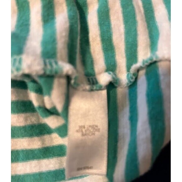 J. Jill Linen Blend Top L Green White Stripe V-Neck Cap Sleeve Casual Normcore - Picture 3 of 5